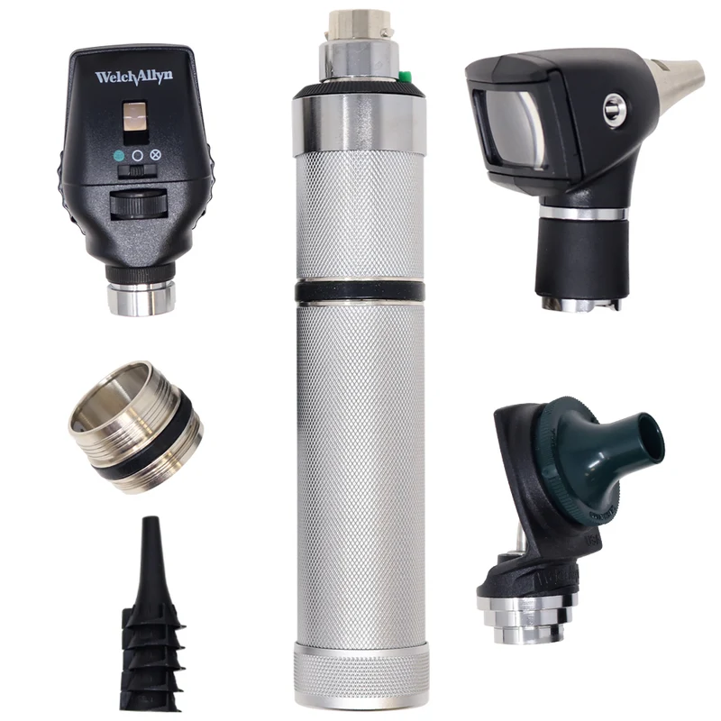 Estuche de Diagnostico Recargable Halogeno 3.5v Oftalmo Coaxial Otoscopio 20000 Rinoscopio