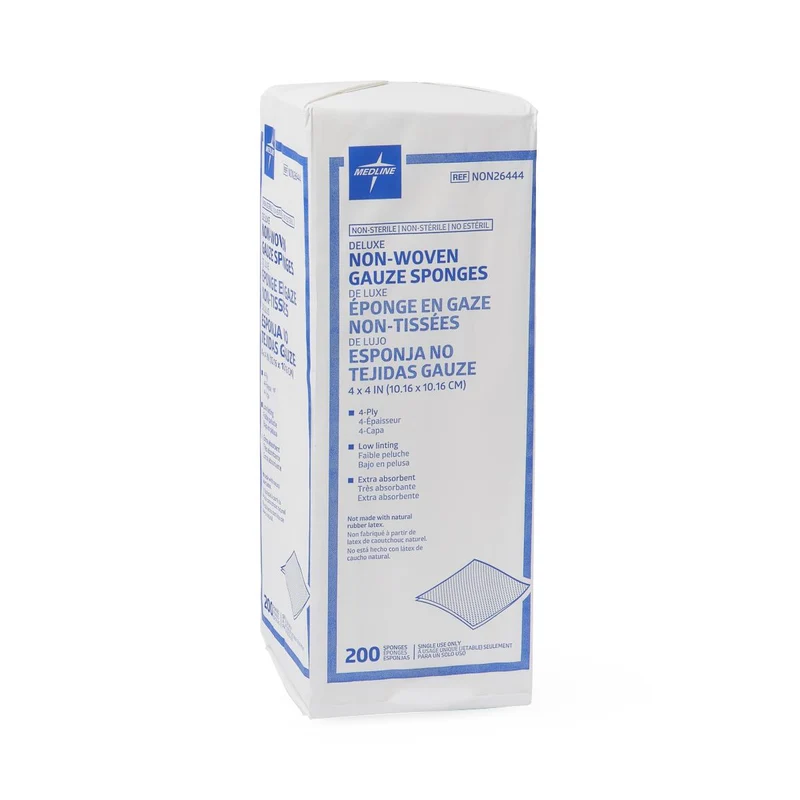 Deluxe Nonsterile Nonwoven 4-Ply Gauze Sponges, 4" x 4" (case of 2000)