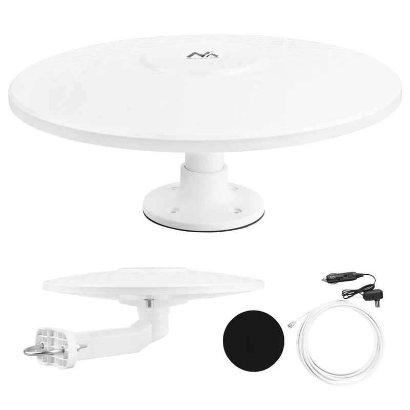 Antena omnidireccional Maclean DVB-T/T2 HEVC, activa, camper, 12V, MCTV-103