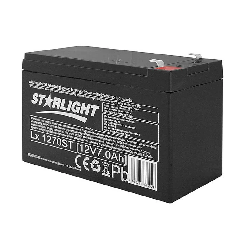 Batería de gel LX1270 12 V 7 Ah sin mantenimiento AGB
