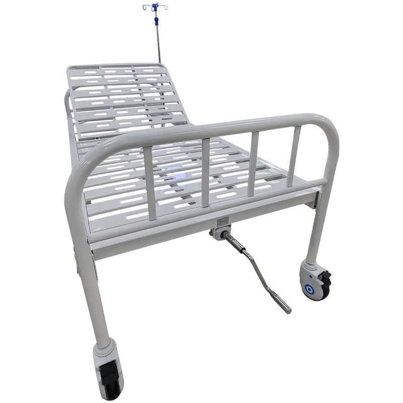 Cama Hospitalaria una Manivela Elevacion Cabecera con Ruedas