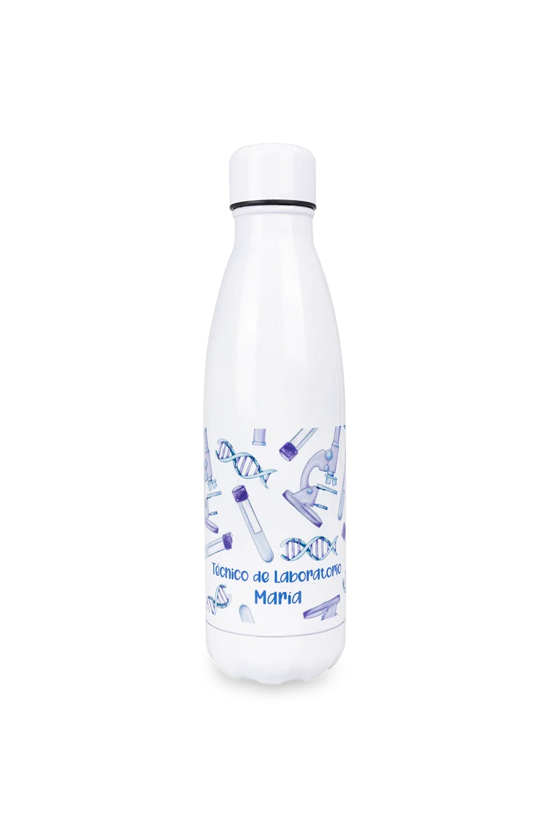 Botella personalizable estampada - Técnico de laboratorio @elartedecuidar