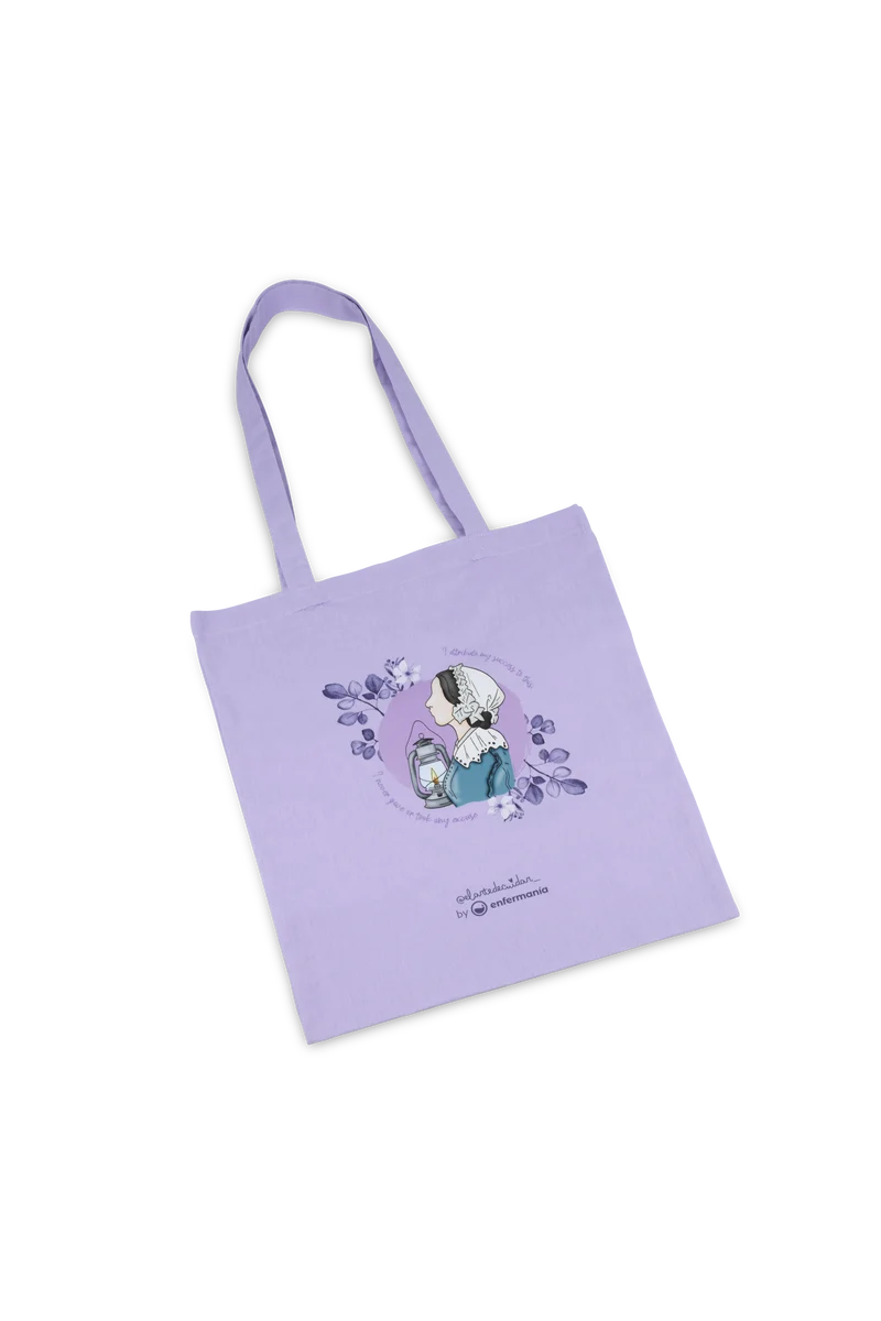 Tote Bag Lavanda Florence Nightingale @elartedecuidar – Edición Enfermería