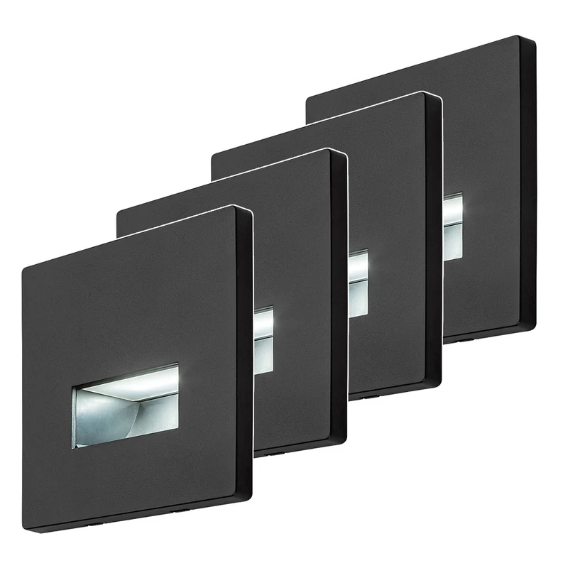 Lámpara Lunca LED de 1 W, IP20, negra, temperatura de color regulable: 3000, 4500 y 6500 K, 77195, 4 unidades