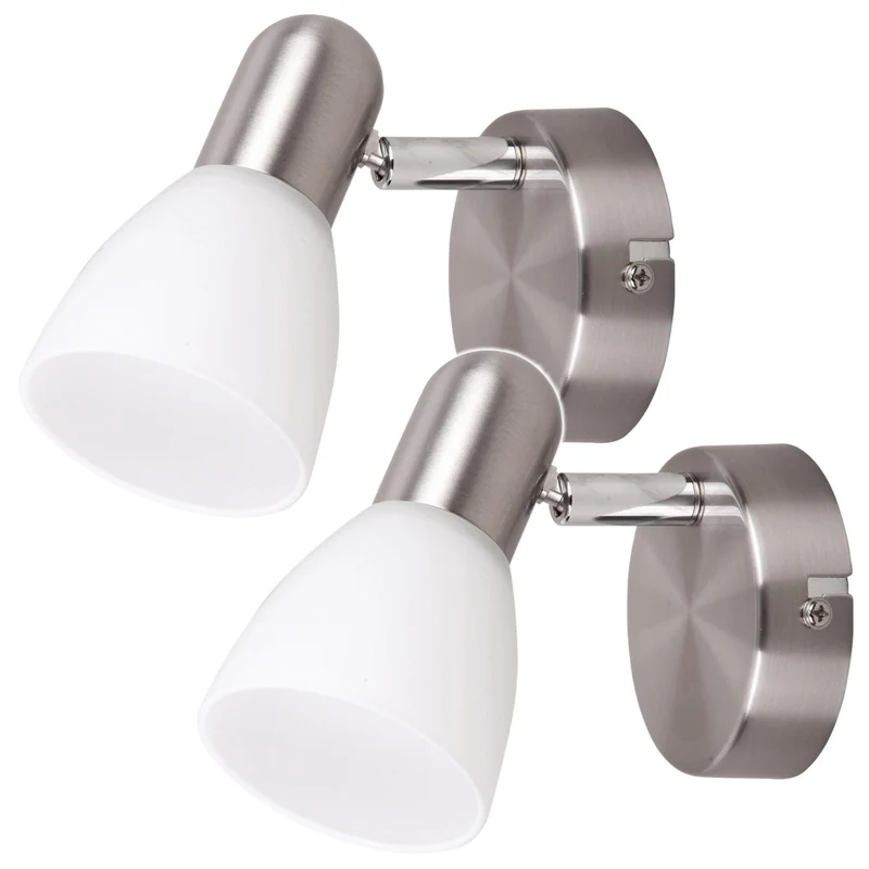 Lámpara Soma Spot E14, máx. 40 W, cromo satinado, opal, 6301, 2 unidades