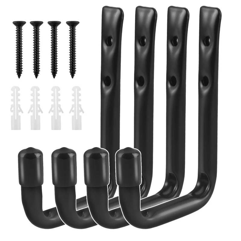 Maclean MC-489 Juego de 4 soportes de pared, para neumáticos, ruedas, escalera, bicicleta, acero, carga máx. 22kg/soporte