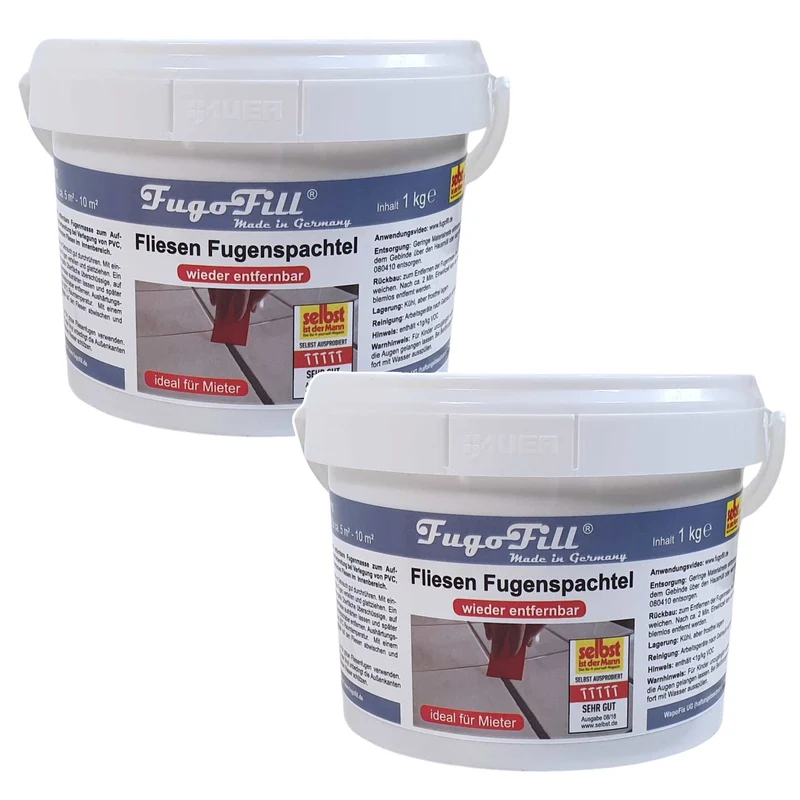 Masilla removible para juntas de baldosas FugoFill, 2 x 1 kg, gris