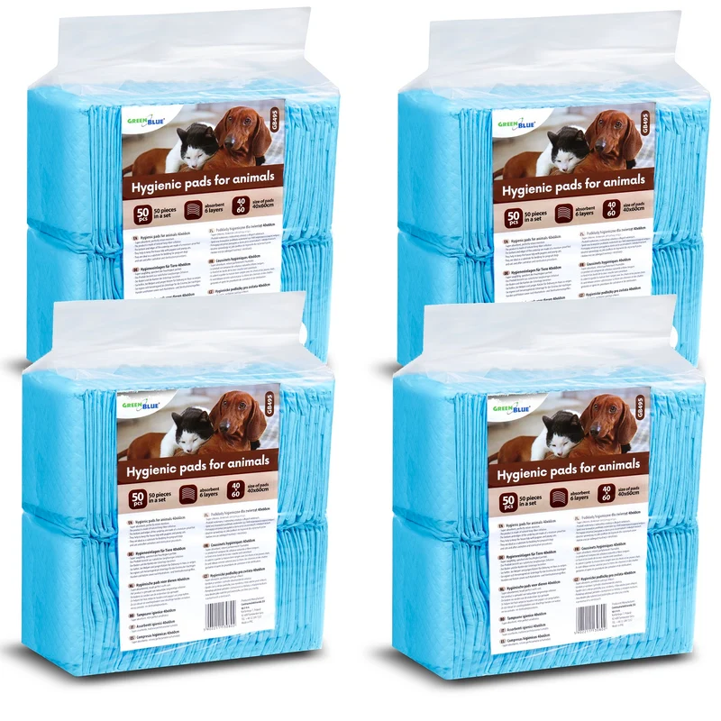 GreenBlue GB495 Juego de Empapadores de Adiestramiento para Perros y Cachorros Empapadores Higiénicos Desechables 6 Capas (60x40cm, 200 unidades)