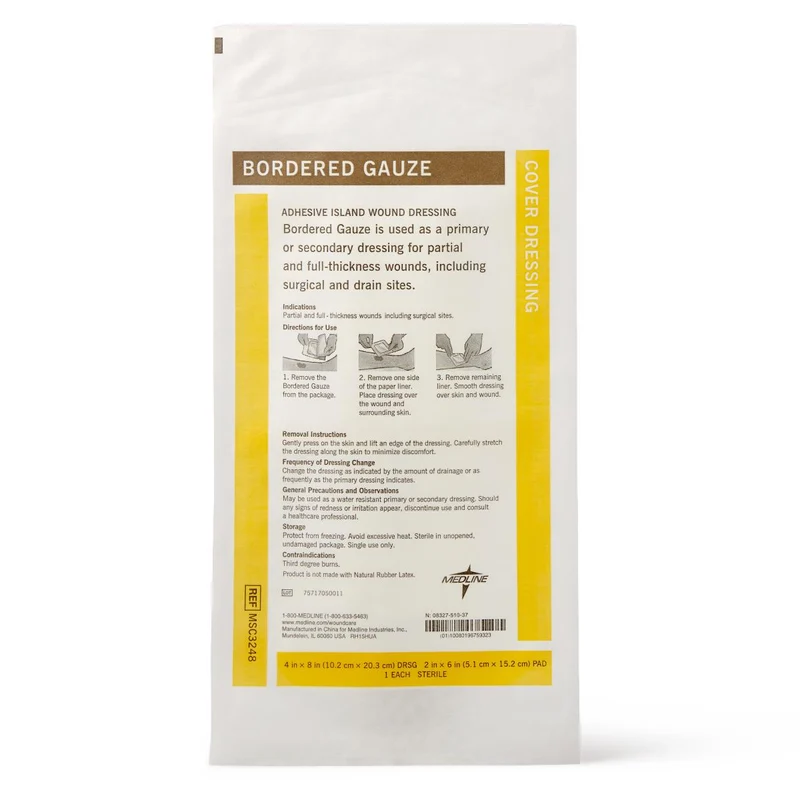 Sterile Island Wound Dressing, 4" x 8" with 2" x 6" Pad (1EA)