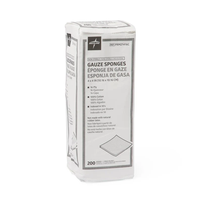 Nonsterile Gauze Sponge, 16-Ply, 4" x 4" (bag of 200)