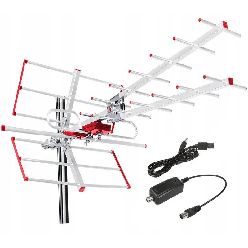 Antena de TV direccional DVB-T MUX 8 + adaptador usb 5 V