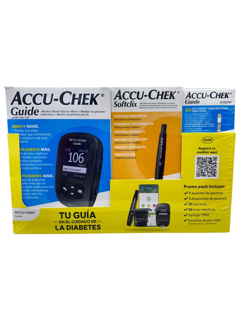 Glucometro Accu-Check Guide Softclix kit y 50 tiras