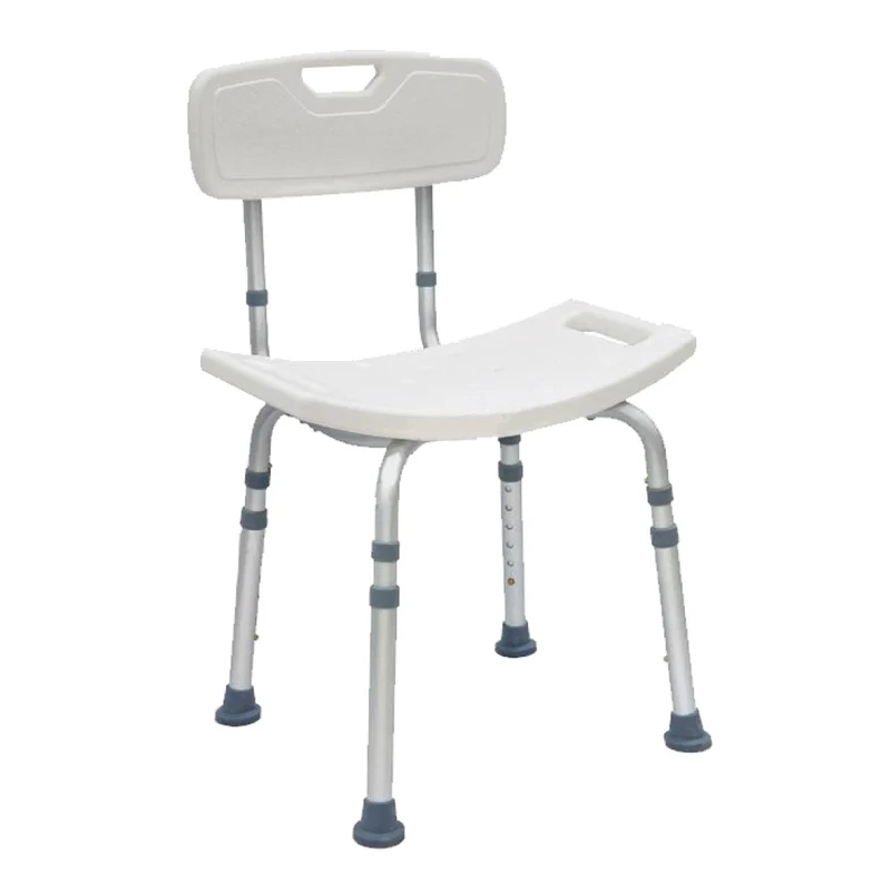 Banco para Ducha de Aluminio con Respaldo Desmontable, Color Blanco, Capacidad de 110 kg