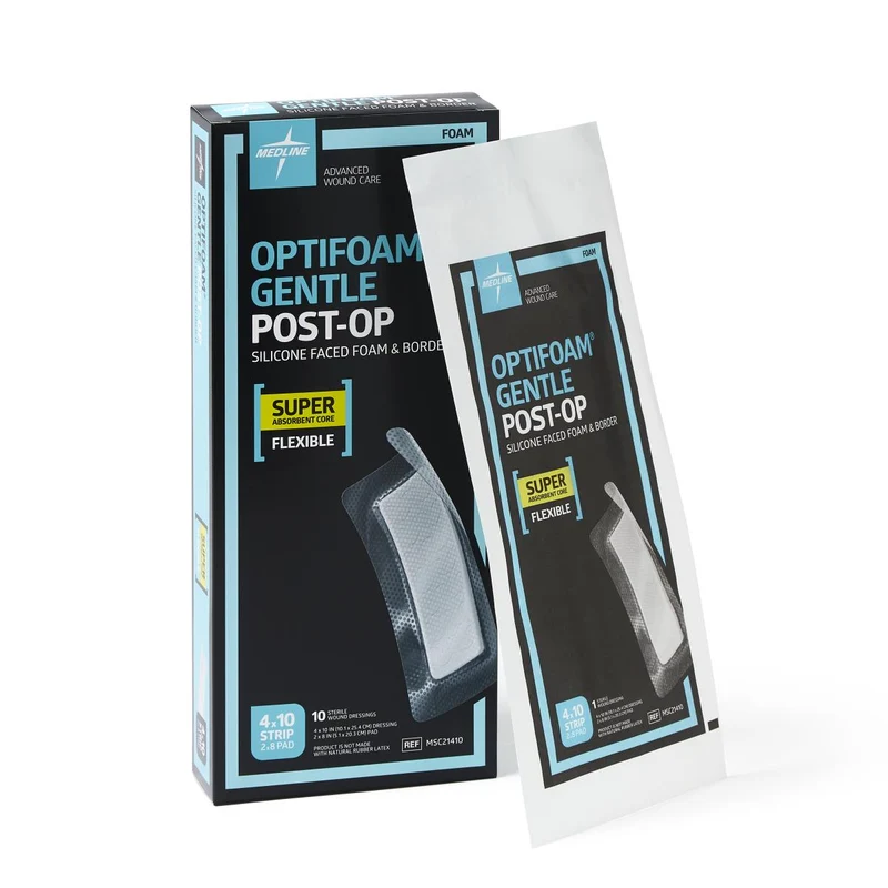 Optifoam Gentle Silicone-Faced Postop Foam Dressing, 4" x 10" (case of 100)
