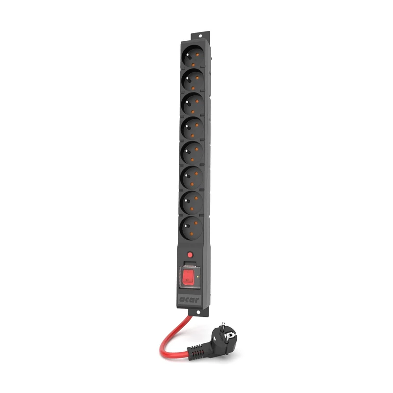 Acar Regleta de protección contra sobretensiones, 16A, 3680W, 3m, negro, R8 POWER