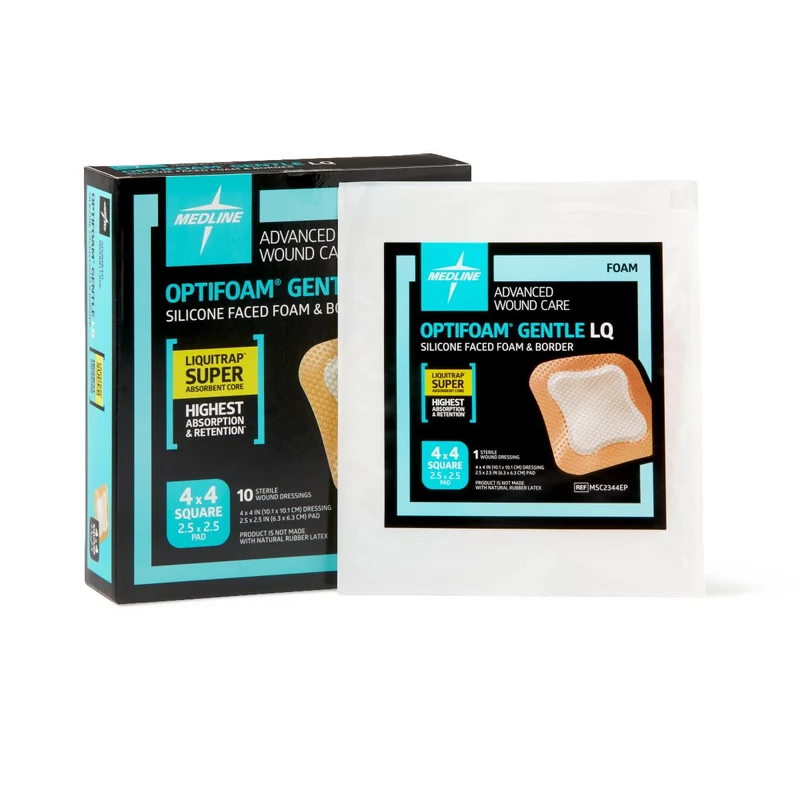 Optifoam Gentle Silicone-Faced Foam Dressing, 4" x 4" (case of 100)