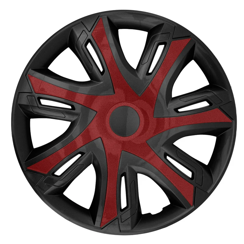 Tapacubos NRM N-Power para Llantas de Acero Embellecedores de Rueda Bicolor Juego de 4 para Vehículo KFZ Plástico ABS (Rojo vino/negro, 14")