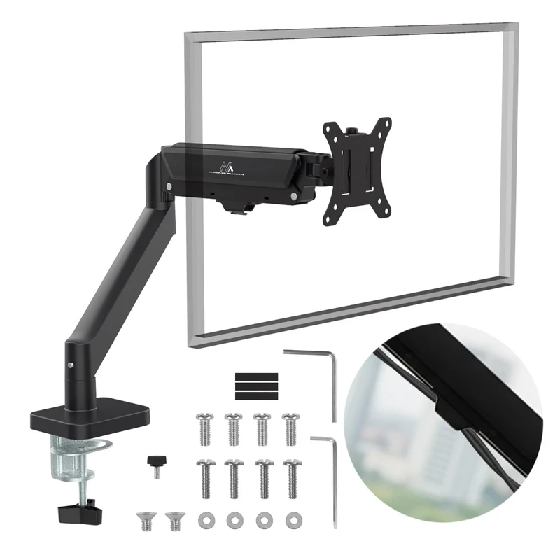 Soporte de monitor Maclean, resorte de gas, 17"-32", 2-10kg, negro, MC-133