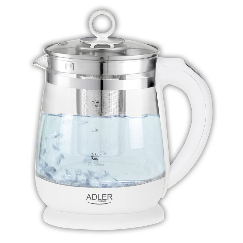 Hervidor de vidrio de 1,5 L con cafetera y control de temperatura Adler AD 1299