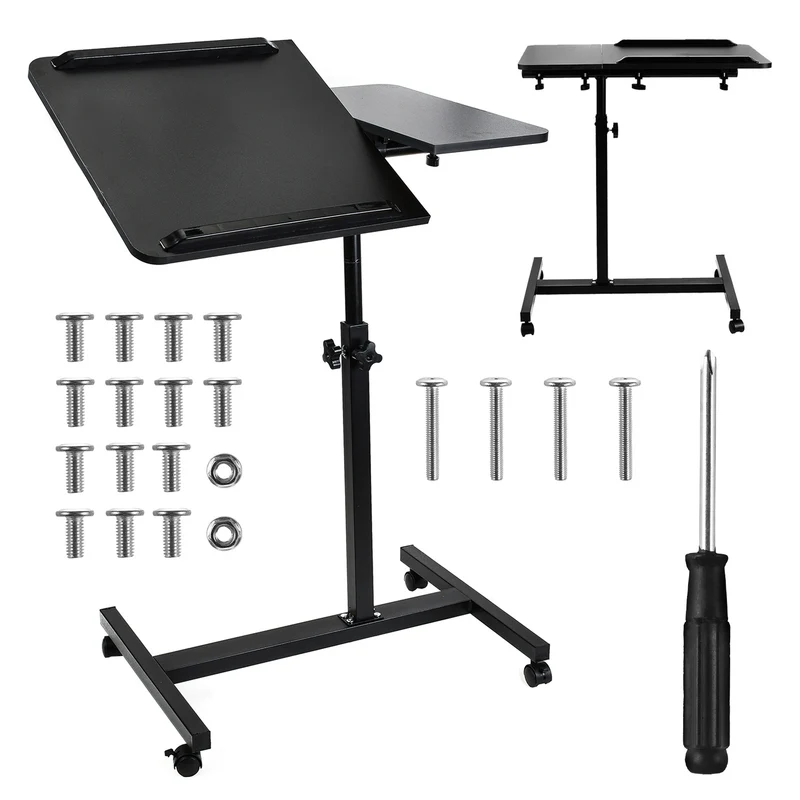 Maclean MC-121 B Soporte móvil para escritorio/portátil, regulable en altura 59-89cm, max. 30kg, negro
