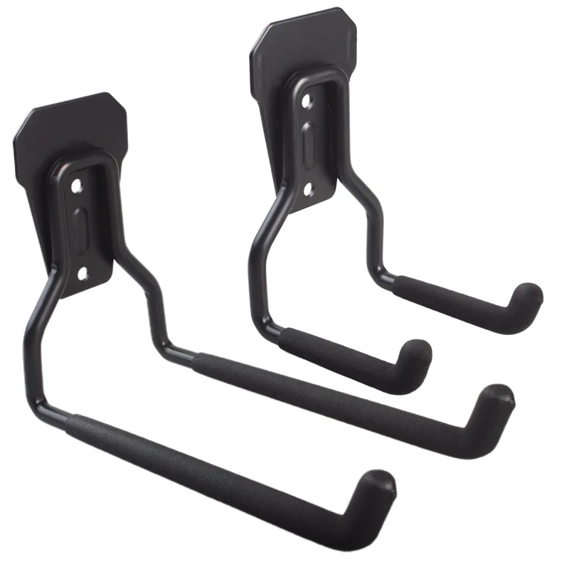 Soporte de pared para garaje Maclean, para neumáticos, herramientas de jardín, escalera, mangueras de jardín, acero, carga máx. 35kg, MC-439 + gancho de pared de acero para garaje 35kg negro
