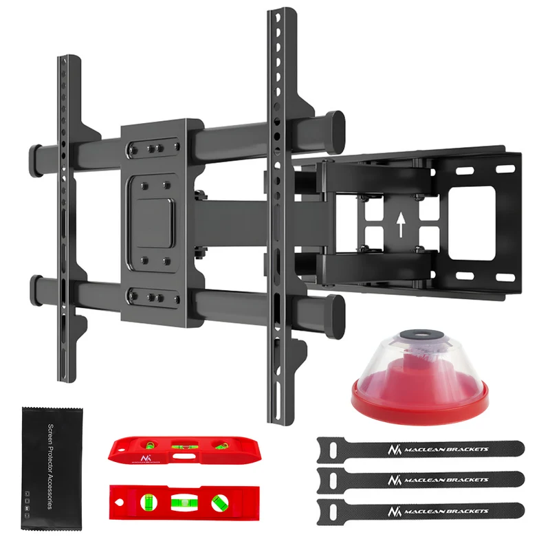 Soporte de TV Maclean, VESA máx. 600x400, 32-85", 60kg, ajuste de ángulo horizontal y vertical, perfil 65-390mm, negro, MC-789