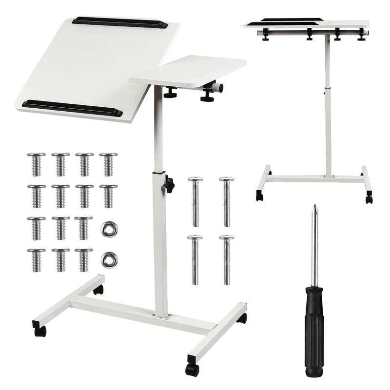 Maclean MC-121 W Soporte móvil para escritorio/portátil, regulable en altura 59-89cm, max. 30kg, blanco