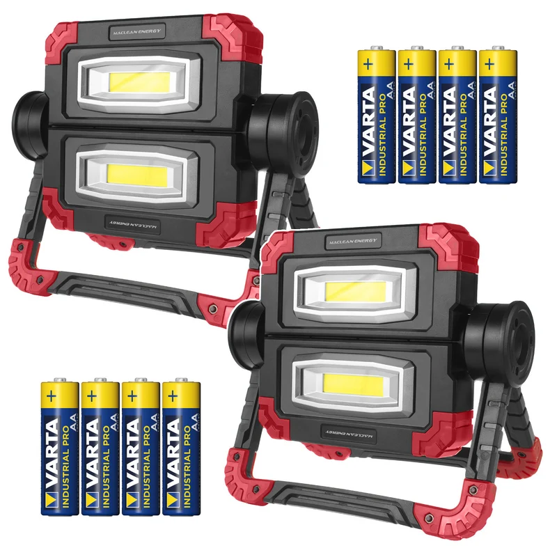 Lámpara de trabajo LED COB Maclean, 300 lm, 3 modos de iluminación, temperatura de color 6500 K, MCE439 2 unidades + 8 pilas Varta Industrial AA