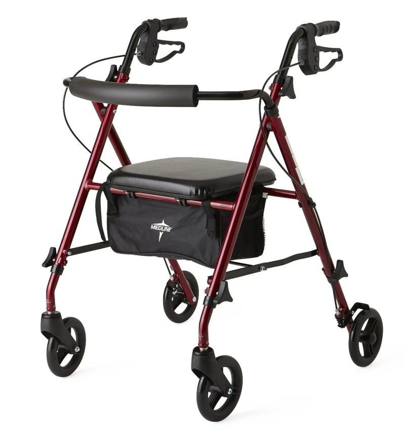 Superlight Aluminum Rollator, Burgundy