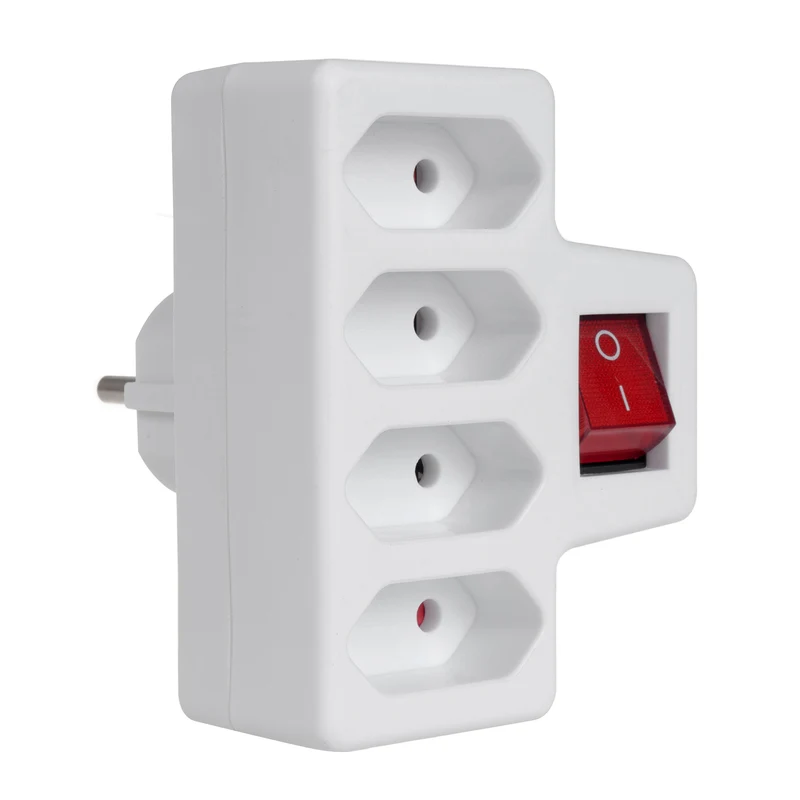 Toma de corriente trifásica con interruptor Maclean Energy MCE217 4x2,5A enchufe universal