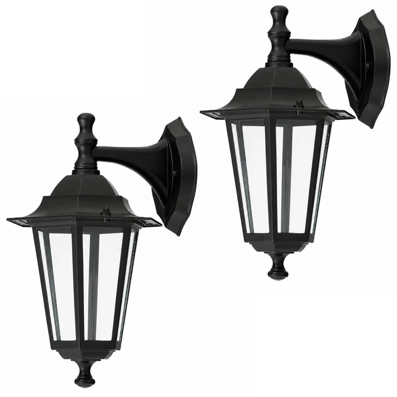 Aplique Rabalux, para exterior, IP43, E27, máx. 60 W, negro, Velence, 2 unidades