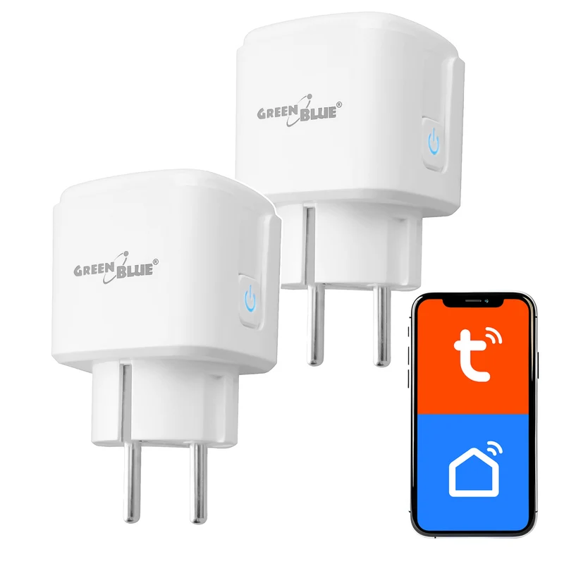 Toma de corriente WiFi GreenBlue con control remoto, compatible con Android/iOS/Alexa/Google Home, temporizador, medidor de potencia, máx. 16 A/3840 W, GB735 W, 2 unidades