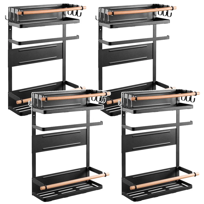 Estante magnético Maclean para frigorífico/lavadora, negro, 12 kg máx., MC-910, 4 piezas