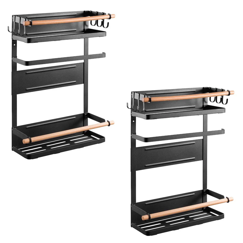 Estante magnético Maclean para frigorífico/lavadora, negro, 12 kg máx., MC-910, 2 piezas