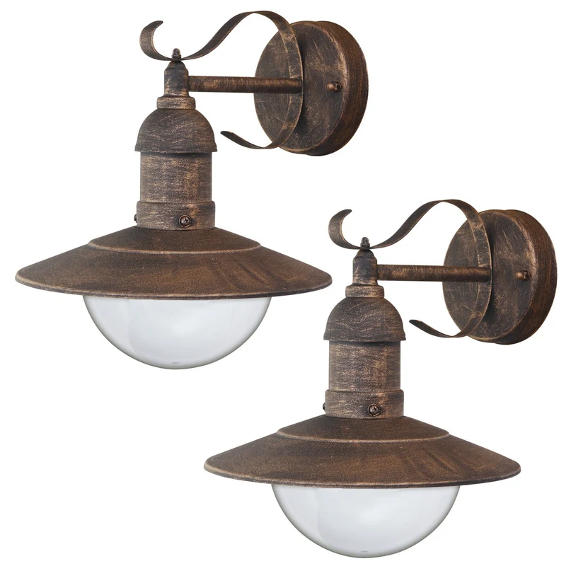 Lámpara de exterior Oslo Rabalux para fachada, color dorado, casquillo E27, máx. 60 W, IP43, 230 V, 2 unidades