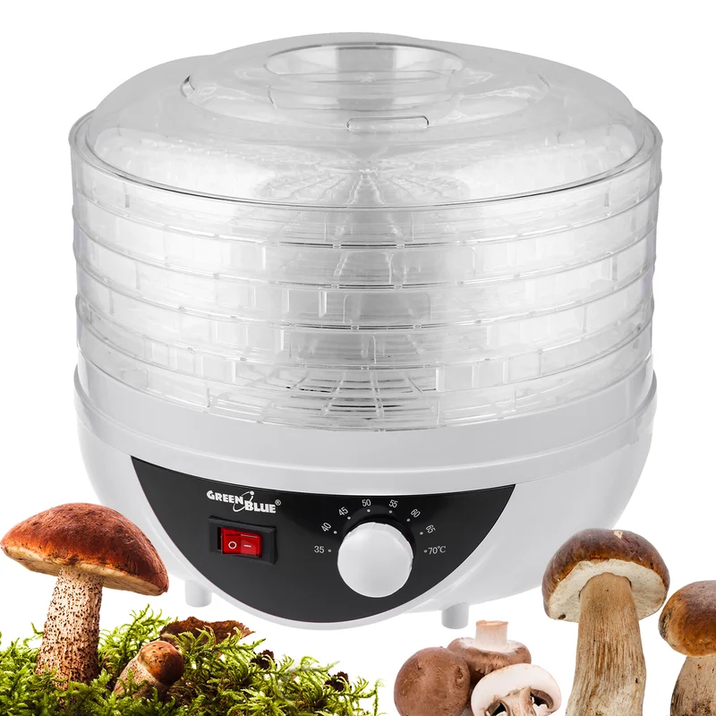 GreenBlue GB195 Deshidratador de Alimentos Secador de Setas, Verduras y Frutas, 250W, Extra silencioso, 5 Tamices