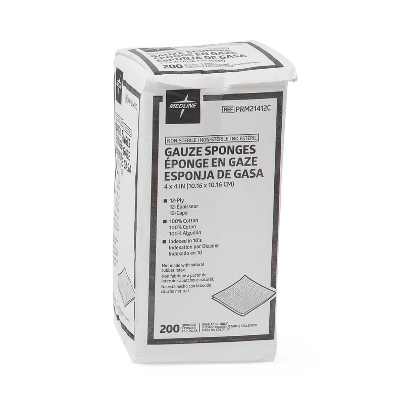 Nonsterile Gauze Sponge, 12-Ply, 4" x 4" (bag of 200)