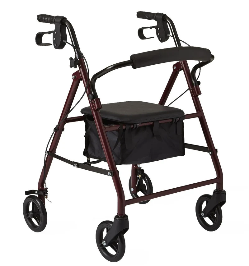 Basic Rollator with 6" Wheels, Burgundy, Junior