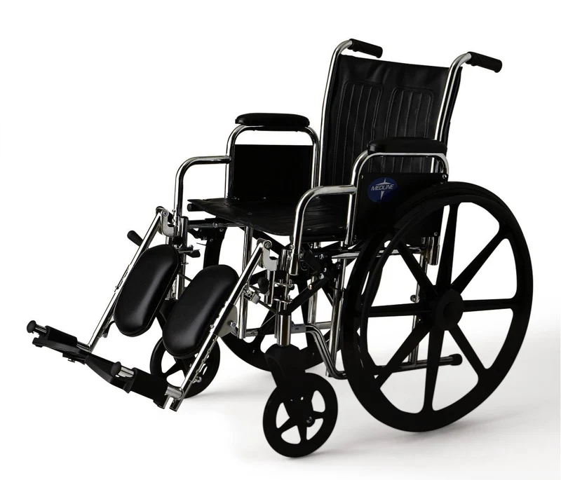 Excel Wheelchair, Removable Desk-Length Arms, Elevating Leg Rests, Black, 18"