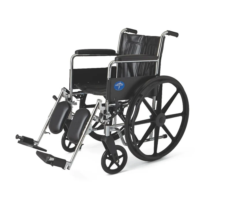 Excel Wheelchair, Permanent Arms, Elevating Leg Rests, Black, 18"