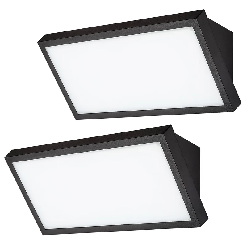 Lámpara Rabalux Rapla2 LED 18 W, negra, IP65, clase energética F, regulación de la temperatura de color: 2700, 4000, 6500 K, 77150, 2 unidades