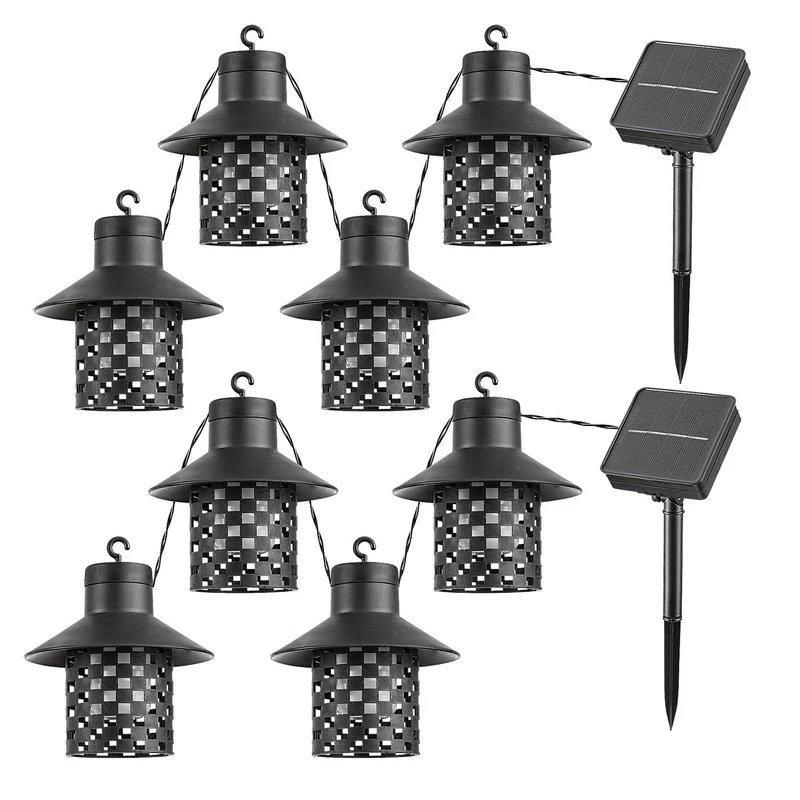 Lámparas solares Rabalux, 4 luminarias, para exterior, IP44, negras, Ximpu, 2 juegos