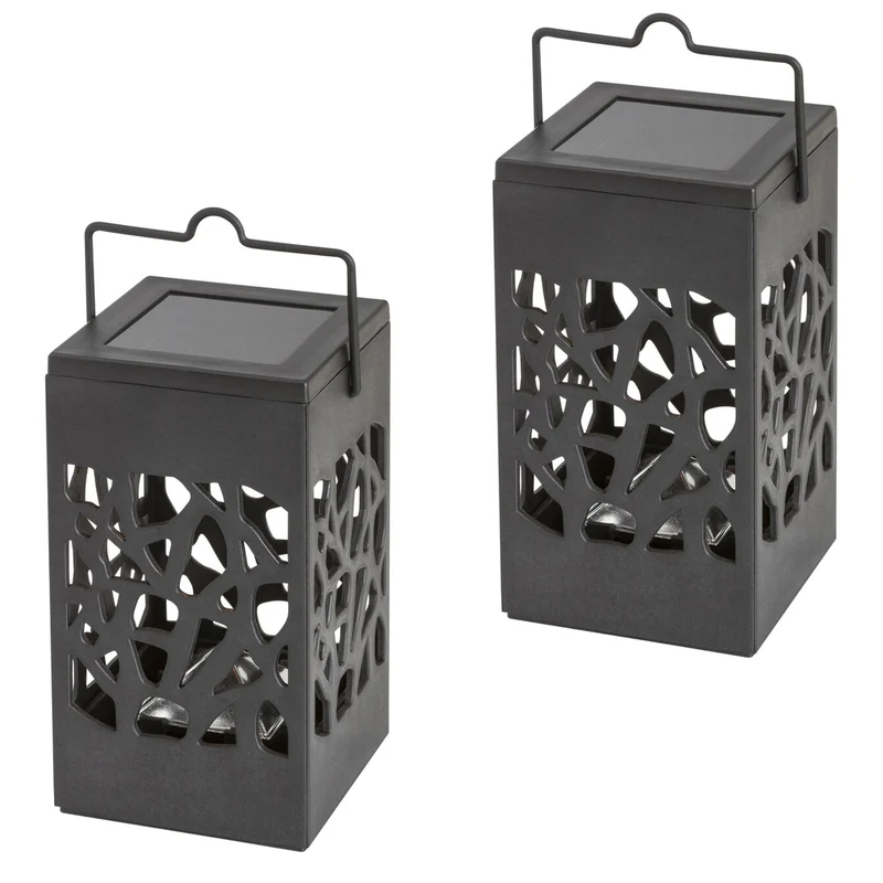 Lámpara solar Mora, 1 lm, grado de protección IP23, color negro, LED de 0,07 W, 8948, 2 unidades