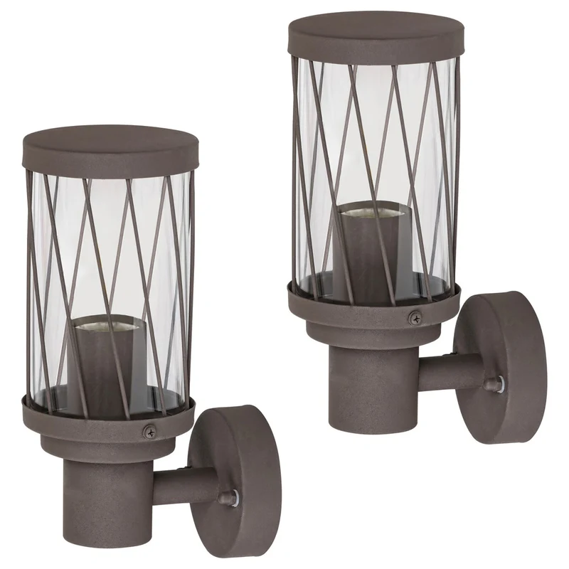 Aplique exterior Rabalux Budapest, IP44, color marrón, casquillo E27, máx. 40 W, 8888, 2 unidades