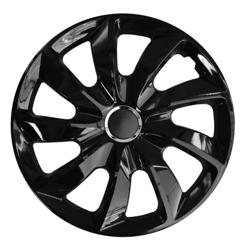Tapacubos 14 " lacado negro conjunto de 4 piezas fácil instalación NRM STIG
