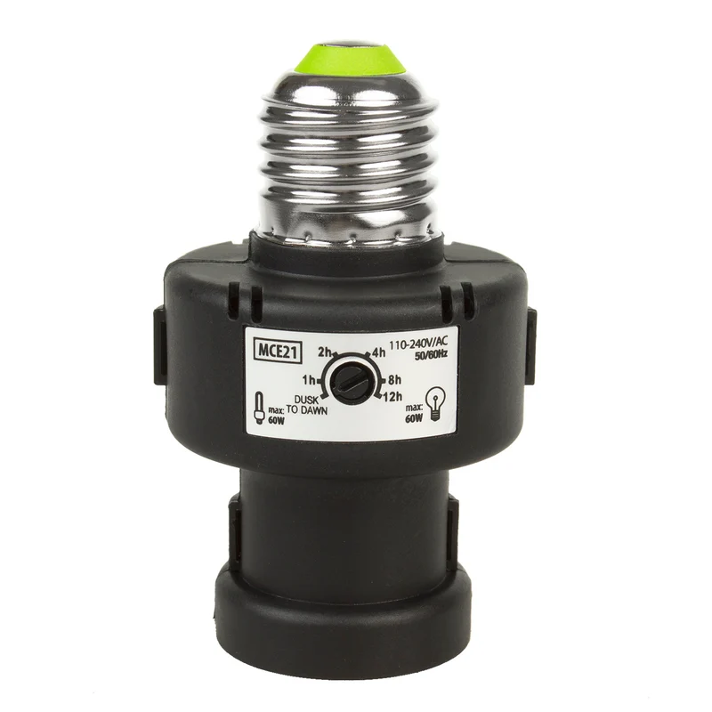 Portalámparas con sensor crepuscular y temporizador E27 100W Maclean Energy MCE21