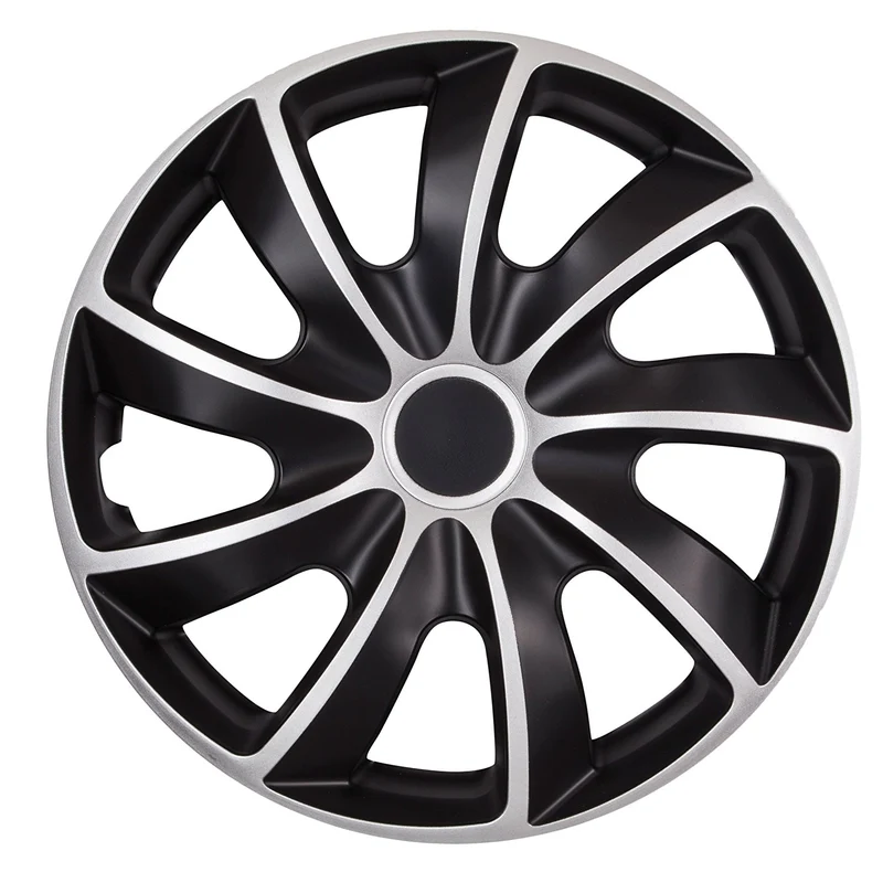 Tapacubos universales 16 " 4 piezas en negro y plata QUAD BICOLOR CS