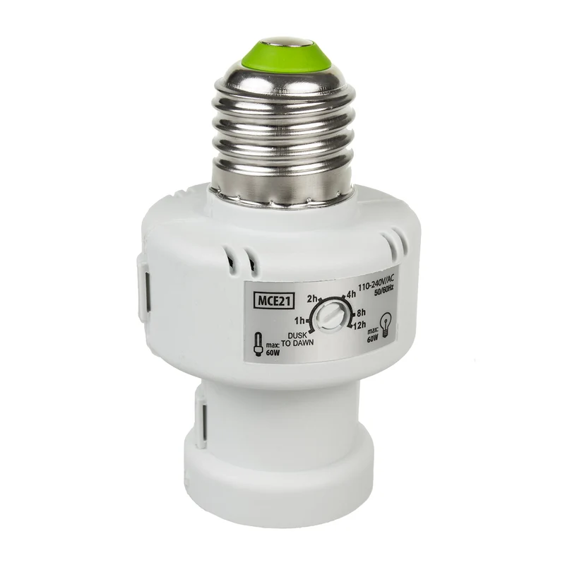 Portalámparas con sensor crepuscular y temporizador E27 100W Maclean MCE21W