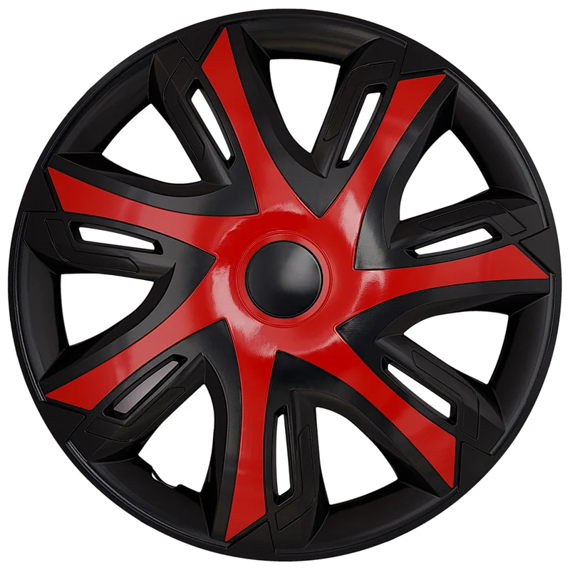 Tapas de rueda universales de 16'' NRM N-Power rojo/negro, 4 unidades