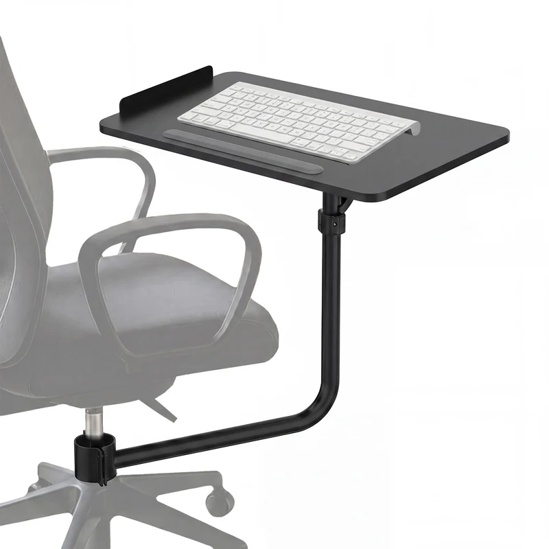 Estante / bandeja para teclado Maclean, negro, dimensiones de la bandeja: 66 x 30 cm, para montar en una silla de oficina, hasta 5 kg, MC-139